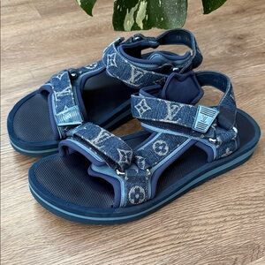Louis Vuitton Blue Monogram Panama Sandals